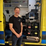 Le président de l’Association des Étudiants Ambulanciers, Benjamin Roh dans la centrale de Martigny.